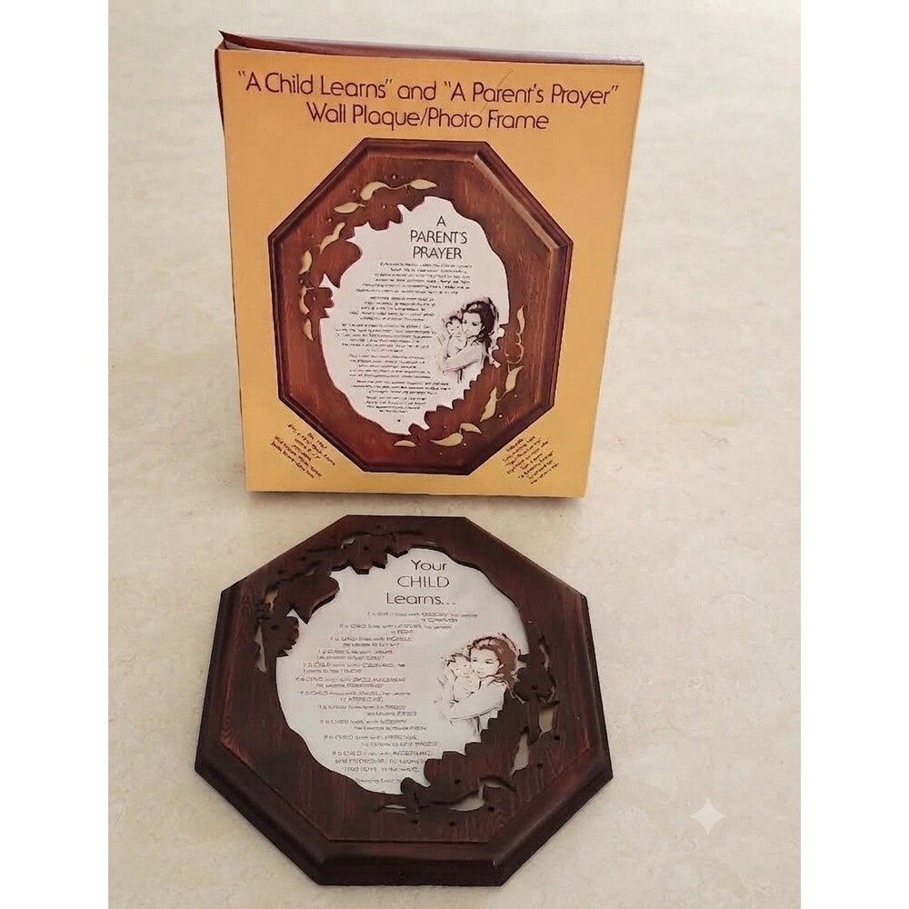 Vintage A Parent's Prayer & A Child Learns Poem Print Framed 8.5x10.25 holds 5x7